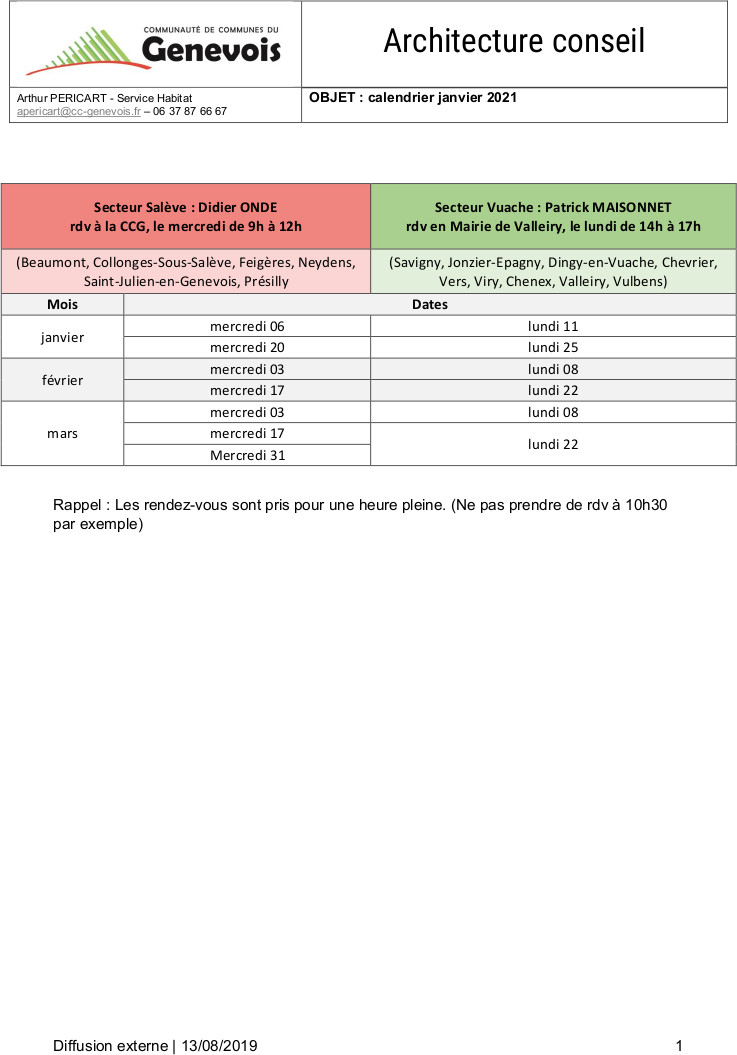 calendrier caue janv mars 21